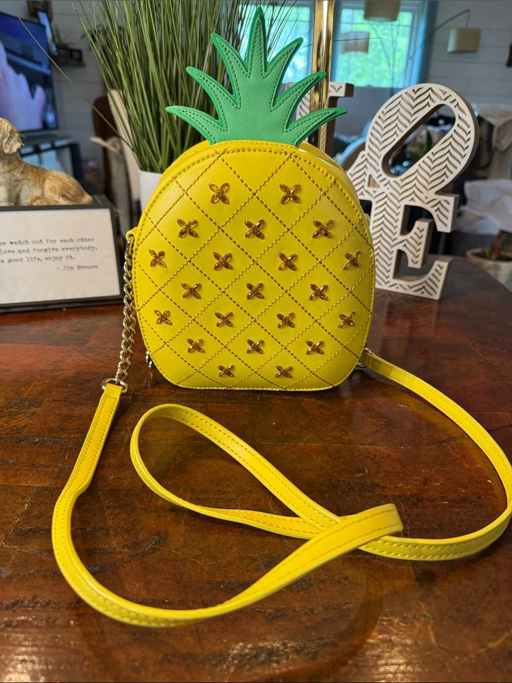 kate spade Yellow Pineapple Crossbody with Green Top